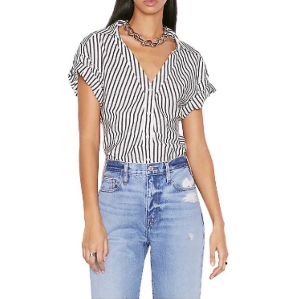 Frame Denim Striped Medium Short Sleeve Top